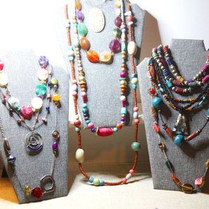 1 HOUR SALE COLORFUL Purple Boho 12 NECKLACE LOT
